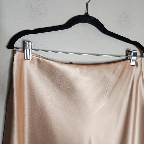 Nicole Miller Champagne Satin Pull On Midi Skirt Size Large New - Picture 12 of 14